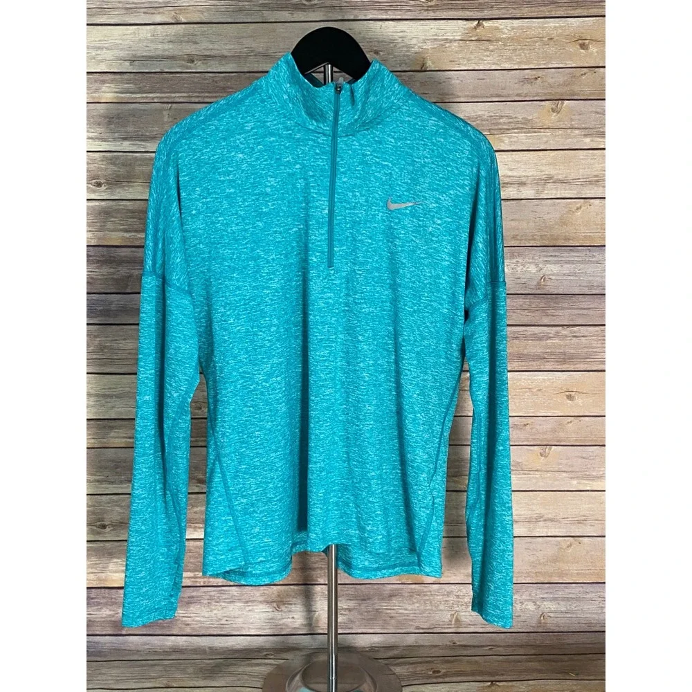 Nike Running Dri-FIT Womens Teal Heather 1/4 Zip Pullover Large